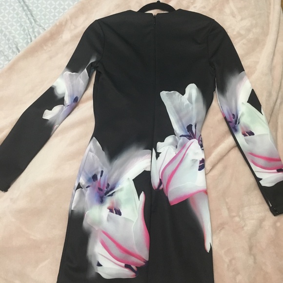 BEBE Black Floral Dress - Picture 2 of 2